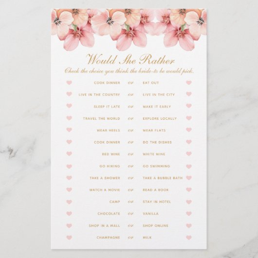 ピンクの金ゴールドフローラは彼女はむしろゲームをする チラシ (正面)