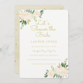 ピンクの金ゴールドフローラエレガントブライダルシャワーへの招待 招待状 (正面/裏面)