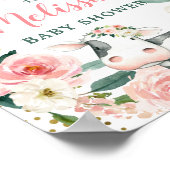 ピンクの金ゴールドフローラカウガールベビーシャワーへようこそ ポスター (角)