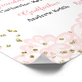 ピンクの金ゴールドフローラガールファースト・コミュニオンサイン ポスター (角)