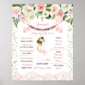 ピンクの金ゴールドフローラガールファースト・コミュニオンサイン ポスター (正面)