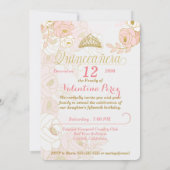 ピンクの金ゴールドフローラキンセアニェラと写真 招待状 (裏面)