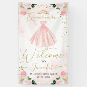 ピンクの金ゴールドフローラキンセアニェラウェルカムサイン 横断幕 (縦)