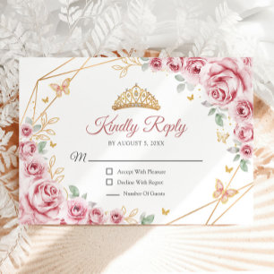 ピンクの金ゴールドフローラキンセアニェラ返信 出欠カード