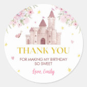 ピンクの金ゴールドフローラクラウンラベルシール誕生日 ラウンドシール (正面)