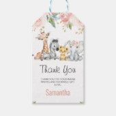 ピンクの金ゴールドフローラサファリ赤ちゃんシャワー ギフトタグ (正面)
