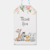 ピンクの金ゴールドフローラサファリ赤ちゃんシャワー ギフトタグ (裏面)