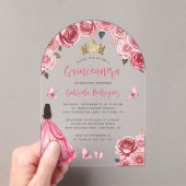 ピンクの金ゴールドフローラバラウォーターカラーキンセアニラ アクリル招待状 (インサイチュ (ポータブル))