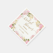 ピンクの金ゴールドフローラバラ水彩ブライダルシャワー スタンダードカクテルナプキン (角)