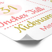 ピンクの金ゴールドフローラバラ1st誕生日マイルストーン ポスター (角)