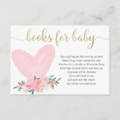 ピンクの金ゴールドフローラバレンタインハートブックベビー エンクロージャーカード (正面)