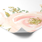 ピンクの金ゴールドフローラブライダルシャワーの座席 ポスター (角)