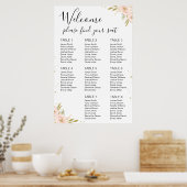 ピンクの金ゴールドフローラブライダルシャワーの座席 ポスター (キッチン)