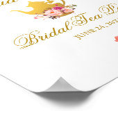 ピンクの金ゴールドフローラブライダルシャワーティーパーティーへようこそ ポスター (角)