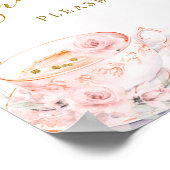 ピンクの金ゴールドフローラブライダルシャワーティーパーティースナック ポスター (角)