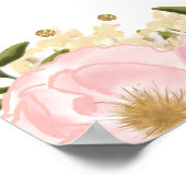 ピンクの金ゴールドフローラブライダルシャワーフォトブースプロップ ポスター (角)