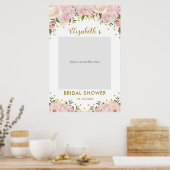 ピンクの金ゴールドフローラブライダルシャワーフォトブースプロップ ポスター (キッチン)