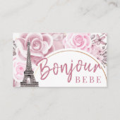 ピンクの金ゴールドフローラボンジュールビーブックスベビー エンクロージャーカード (裏面)