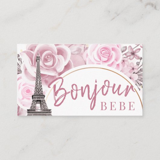 ピンクの金ゴールドフローラボンジュールビーブックスベビー エンクロージャーカード (裏面)