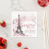 ピンクの金ゴールドフローラボンジュールベビーベイビーシャワー スタンダードカクテルナプキン (インサイチュ)