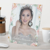 ピンクの金ゴールドフローラ写真キンセアニラ歓迎サイン 台座サイン (インサイチュ)