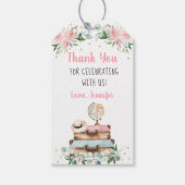 ピンクの金ゴールドフローラ旅行ブライダルシャワーありがとう ギフトタグ (正面)