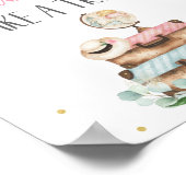 ピンクの金ゴールドフローラ旅行ブライダルシャワートリートサイン ポスター (角)