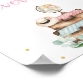 ピンクの金ゴールドフローラ旅行ブライダルシャワードリンクサイン ポスター (角)