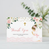 ピンクの金ゴールドフローラ最初の通信サンキューカード サンキューカード (スタンド正面)