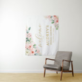 ピンクの金ゴールドフローラ横ブライダルシャワーへようこそ タペストリー (インサイチュ)