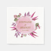 ピンクの金ゴールドフローラ水の色エレガモダンントウェディング スタンダードカクテルナプキン (正面)