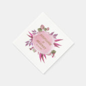 ピンクの金ゴールドフローラ水の色エレガモダンントウェディング スタンダードカクテルナプキン (角)