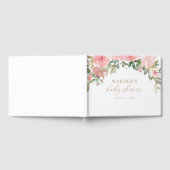 ピンクの金ゴールドフローラ緑の女の子ベビーシャワー ゲストブック (全面)