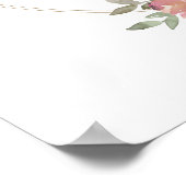 ピンクの金ゴールドフローラ緑の赤ちゃんシャワー歓迎サイン ポスター (角)