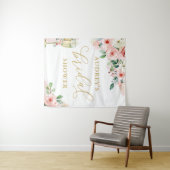 ピンクの金ゴールドフローラ/シャンパングラスシャワー背景 タペストリー (インサイチュ(横))