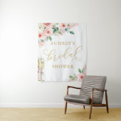 ピンクの金ゴールドフローラ/シャンパングラスシャワー背景 タペストリー (インサイチュ)