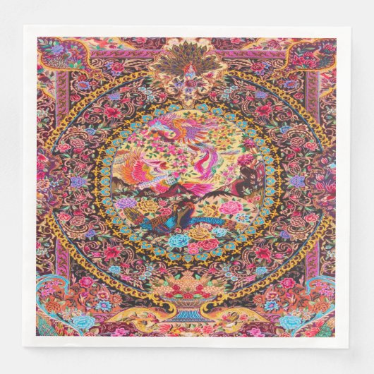 ピンクの金ゴールドブルーペルシャフローラ孔雀デコップページ (正面)