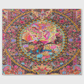 ピンクの金ゴールドブルーペルシャフローラ孔雀デコップページ ラッピングペーパー (フラット)