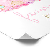 ピンクの金ゴールドプリンセス城の誕生日の好意サイン ポスター (角)