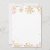 ピンクの金ゴールドベビー外は寒い女の子の赤ちゃんシャワー 招待状 (裏面)