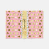 ピンクの金ゴールドホイルの水玉模様のダイヤモンド フリースブランケット (正面(横))