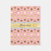 ピンクの金ゴールドホイルの水玉模様のダイヤモンド フリースブランケット (正面)