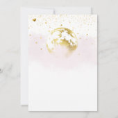 ピンクの金ゴールドムーンと星の天の赤ちゃんシャワー 招待状 (裏面)