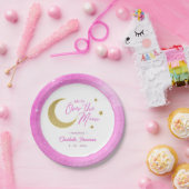 ピンクの金ゴールドムーン&スターズオーバーザムーンベビーシャワー ペーパープレート (パーティー)