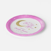 ピンクの金ゴールドムーン&スターズオーバーザムーンベビーシャワー ペーパープレート (アングル)