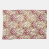 ピンクの金ゴールドメリークリスマスパターン#21 ID1009 キッチンタオル (横)