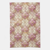 ピンクの金ゴールドメリークリスマスパターン#21 ID1009 キッチンタオル (縦)