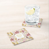 ピンクの金ゴールドメリークリスマスパターン#21 ID1009 スクエアペーパーコースター (インサイチュ)