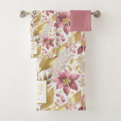 ピンクの金ゴールドメリークリスマスパターン#21 ID1009 バスタオルセット (インサイチュ)