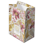 ピンクの金ゴールドメリークリスマスパターン#21 ID1009 ミディアムペーパーバッグ (正面アングル)